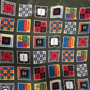 Beautiful rare army green Chanel Seta Silk Scarf